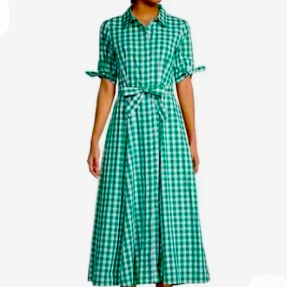 Calvin Klein Dresses & Skirts - Calvin Klein Green Gingham Shirt Dress